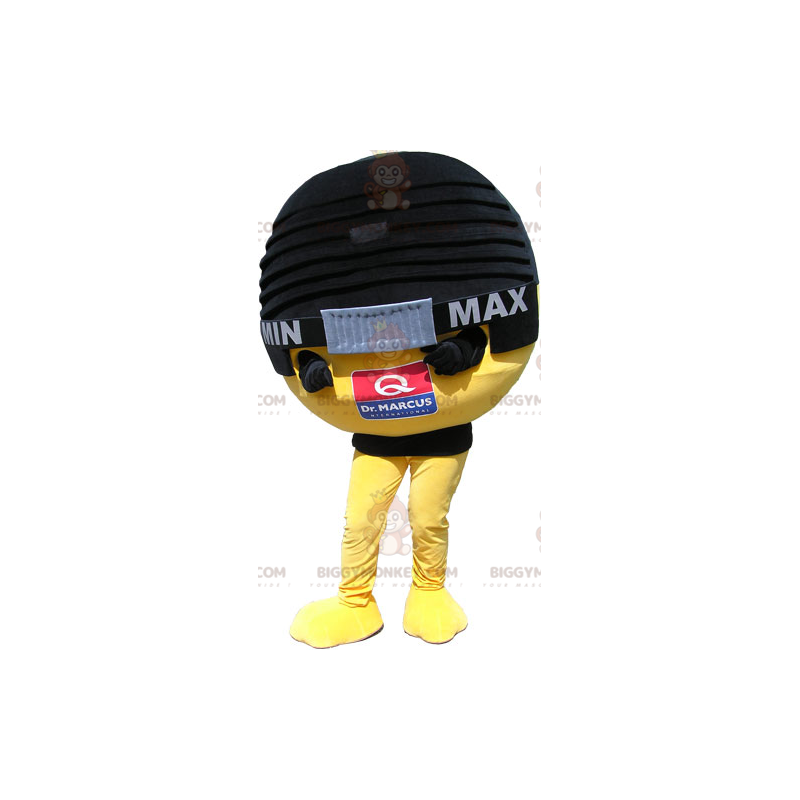 Costume de mascotte BIGGYMONKEY™ de micro noir et jaune géant -