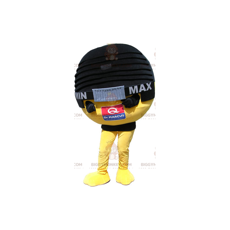 Riesiges schwarz-gelbes Mikro-BIGGYMONKEY™-Maskottchen-Kostüm -