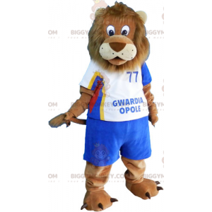 Στολή μασκότ BIGGYMONKEY™ Big Brown Lion με αθλητικά ρούχα -