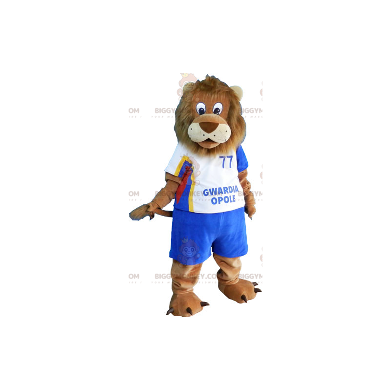 BIGGYMONKEY™ Big Brown Lion Maskot kostume i sportstøj -