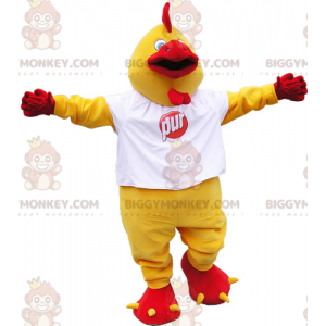 Costume de mascotte BIGGYMONKEY™ de coq jaune et rouge géant