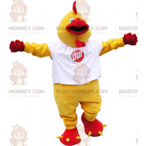 Gigantische gele en rode haan BIGGYMONKEY™ mascottekostuum met