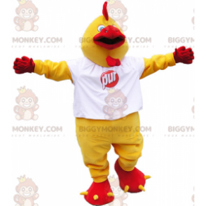 Costume de mascotte BIGGYMONKEY™ de coq jaune et rouge géant