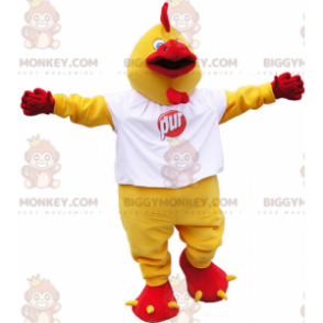 Disfraz de mascota Gallo gigante amarillo y rojo BIGGYMONKEY™