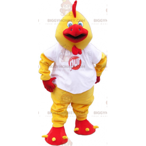 Giant Yellow and Red Rooster BIGGYMONKEY™ Mascot Costume with