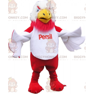 Costume mascotte BIGGYMONKEY™ uccello gigante bianco e rosso -