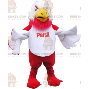 Disfraz de mascota pájaro gigante blanco y rojo BIGGYMONKEY™ -