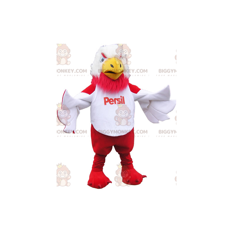 Costume de mascotte BIGGYMONKEY™ d'oiseau géant blanc et rouge