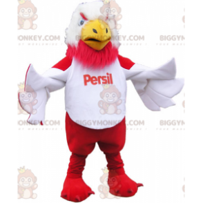 Costume mascotte BIGGYMONKEY™ uccello gigante bianco e rosso -