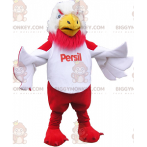 Disfraz de mascota pájaro gigante blanco y rojo BIGGYMONKEY™ -