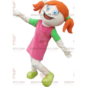 BIGGYMONKEY™ Costume da mascotte di ragazza dai capelli rossi