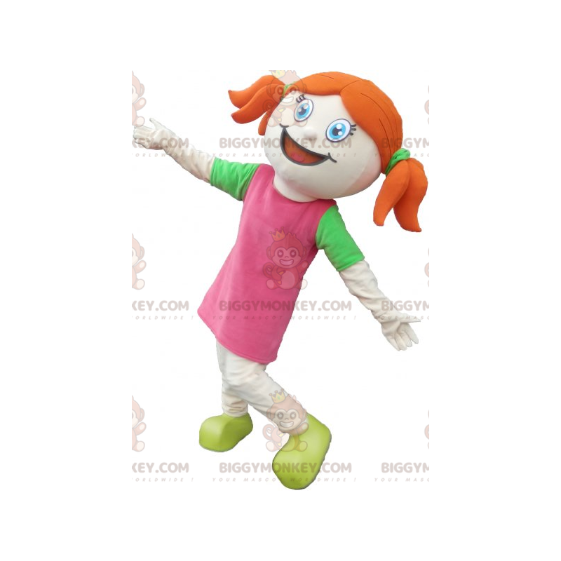 Costume de mascotte BIGGYMONKEY™ de jolie fille rousse habillée