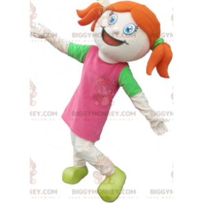 BIGGYMONKEY™ Costume da mascotte di ragazza dai capelli rossi