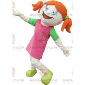 BIGGYMONKEY™ Mascot Costume of Cute Redhead Girl Dressed in