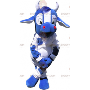 Blau-weiße Kuh Big Eyes BIGGYMONKEY™ Maskottchen-Kostüm -