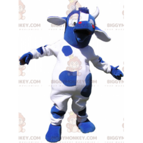 Traje de mascote BIGGYMONKEY™ de olhos grandes de vaca azul e