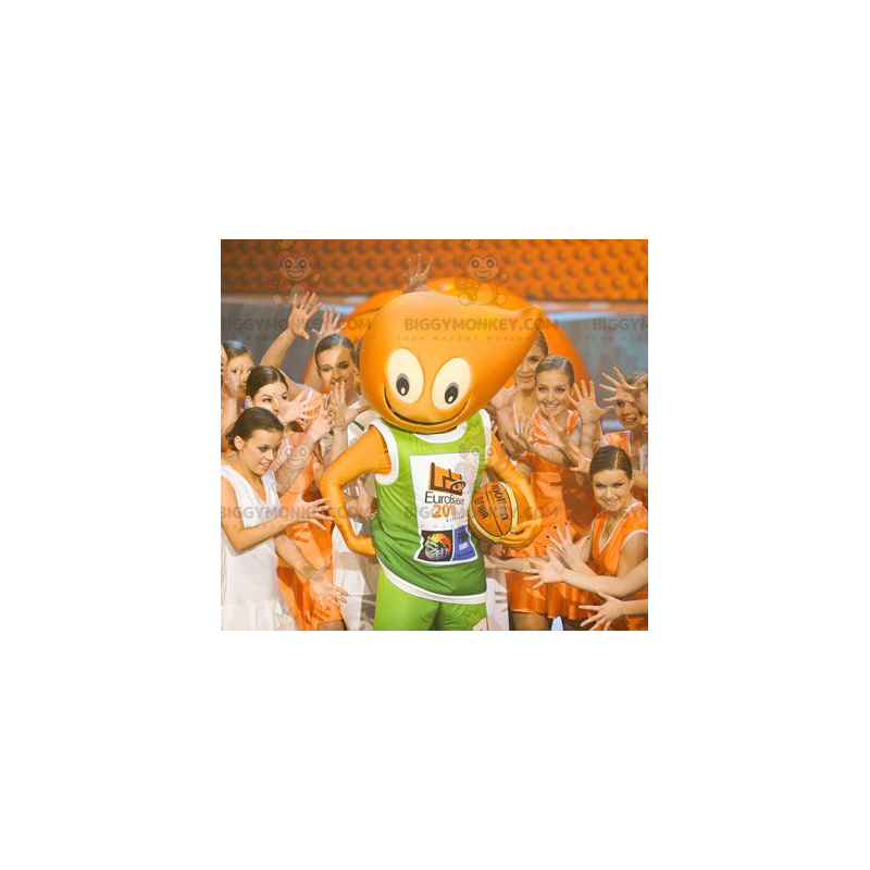 Kostým maskota velmi usměvavého oranžového muže BIGGYMONKEY™ –