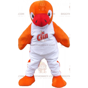 Orange Penguin BIGGYMONKEY™ Mascot Costume in White Outfit –