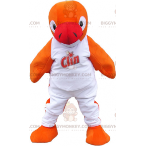 Orange Penguin BIGGYMONKEY™ Mascot Costume in White Outfit -