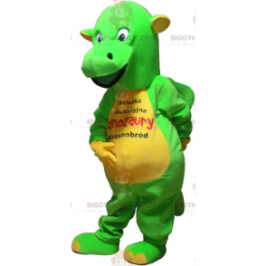 Costume mascotte BIGGYMONKEY™ dinosauro verde e giallo