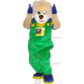 BIGGYMONKEY™ Bjørnemaskotkostume i farverige overalls og outfit