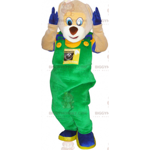 BIGGYMONKEY™ mascottekostuum voor beer in kleurrijke overalls