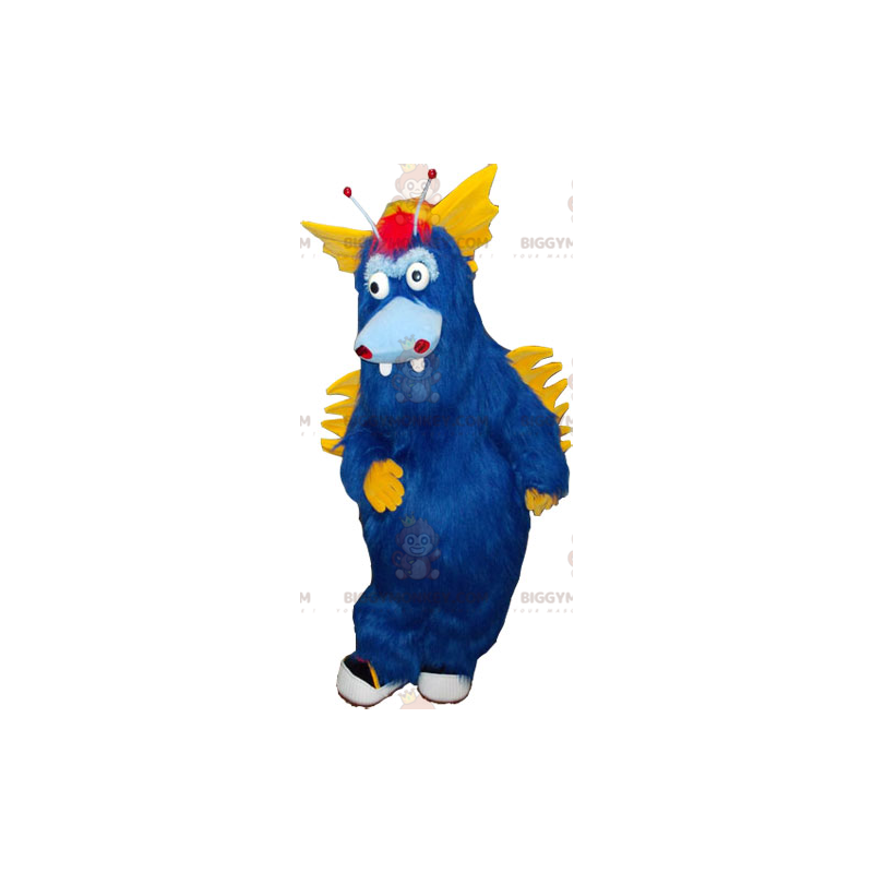 Traje de mascote de monstro azul e amarelo BIGGYMONKEY™ Big
