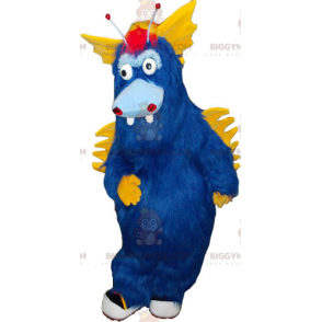 BIGGYMONKEY™ Big Furry blauw en geel monster mascotte kostuum -