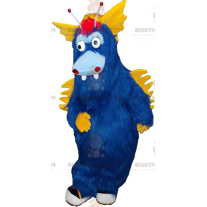 Traje de mascote de monstro azul e amarelo BIGGYMONKEY™ Big