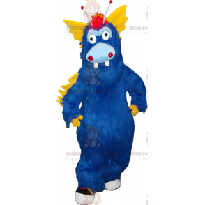 Costume de mascotte BIGGYMONKEY™ de gros monstre bleu et jaune