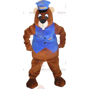 BIGGYMONKEY™ Giant Brown Beaver Mascot Costume With Kepi And