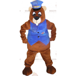 Στολή μασκότ BIGGYMONKEY™ Giant Brown Beaver με Kepi και γιλέκο
