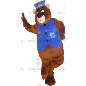 BIGGYMONKEY™ Giant Brown Beaver Mascot Costume With Kepi And