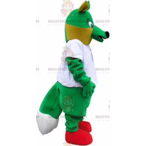 Costume de mascotte BIGGYMONKEY™ de gros renard vert avec un