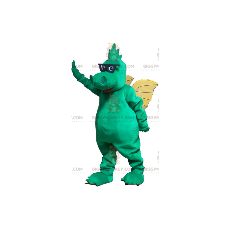 BIGGYMONKEY™ Mascot Costume Green Dragon with Yellow Wings and