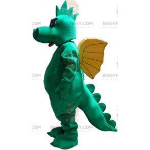 Traje de mascote BIGGYMONKEY™ Dragão verde com asas amarelas e