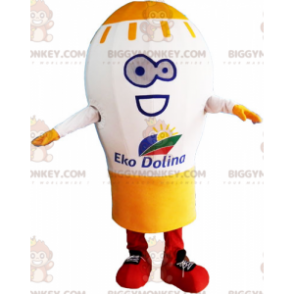 Kostým maskota s bílou a žlutou obří žárovkou BIGGYMONKEY™ –