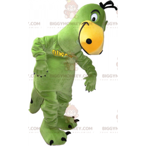 Disfraz de mascota dinosaurio verde y amarillo BIGGYMONKEY™ -