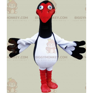 Costume de mascotte BIGGYMONKEY™ de mouette blanche noire et