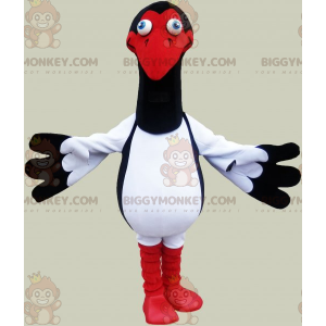 Traje de mascote BIGGYMONKEY™ de gaivota branca preta e