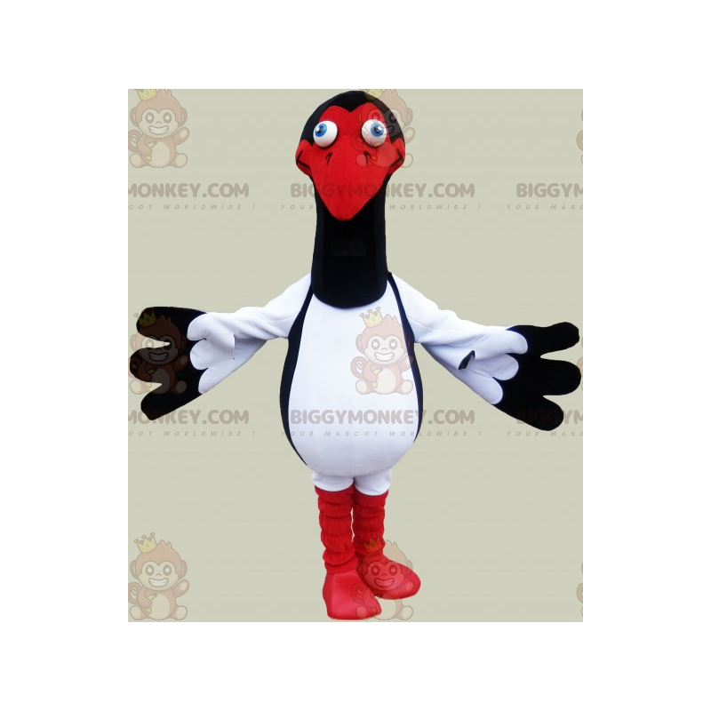 BIGGYMONKEY™ maskotdräkt av vit svart och röd mås. fågel kostym