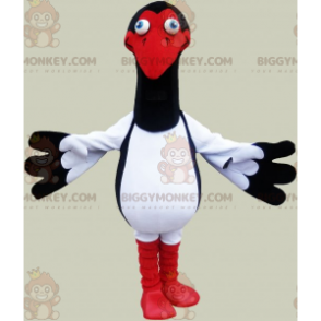 Costume de mascotte BIGGYMONKEY™ de mouette blanche noire et