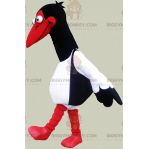 Costume de mascotte BIGGYMONKEY™ de mouette blanche noire et