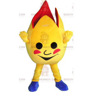 Traje de mascote BIGGYMONKEY™ de ovo aberto gigante amarelo e