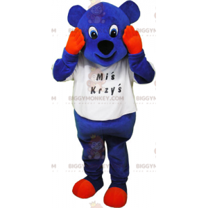 BIGGYMONKEY™ Mascottekostuum Blue Cub met oranje handen en