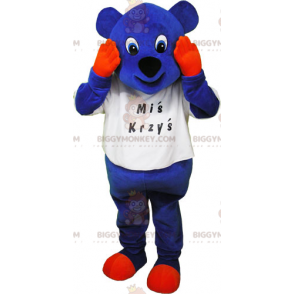 BIGGYMONKEY™ Μασκότ Κοστούμι μπλε Cub με πορτοκαλί χέρια και