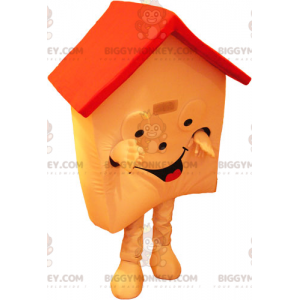 Fantasia de mascote da casa BIGGYMONKEY™ laranja e vermelha