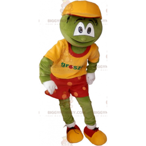 BIGGYMONKEY™ maskotkostume Grøn sjov mand i farverigt outfit -