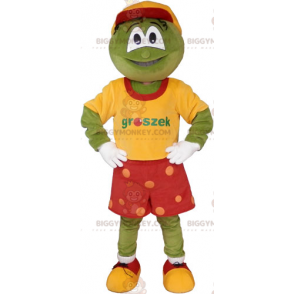 BIGGYMONKEY™ Costume da mascotte verde uomo divertente in abito