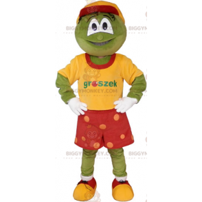 Traje de mascote BIGGYMONKEY™ verde engraçado homem com roupa